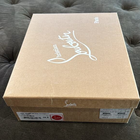 Christian Louboutin nosy spikes 100 spec ruche/pvc taiga size 38.5 - Picture 7 of 16
